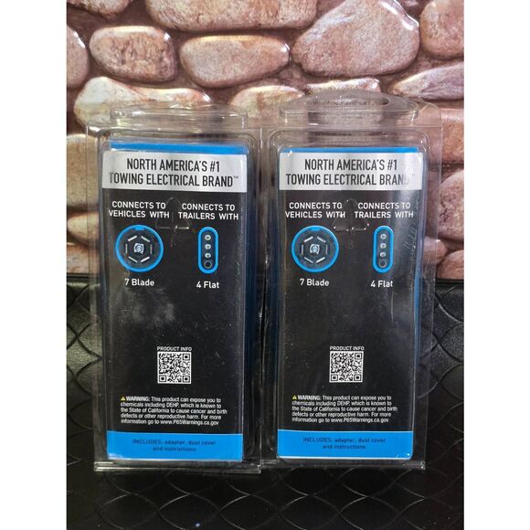 2- NEW Hopkins LED Smart Test Lights Trailer Adapter 7 Blade to 4 Flat Wire #A53 - Picture 3 of 4
